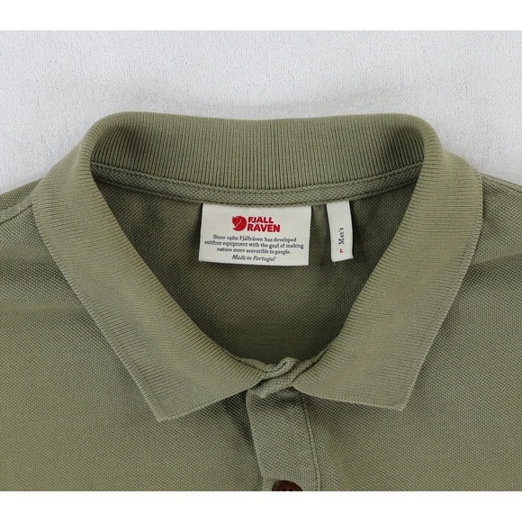 Fjallraven Ovik Polo Shirt Mens Large Green Outdoor Hiking Cotton Knit Casual - Picture 5 of 10